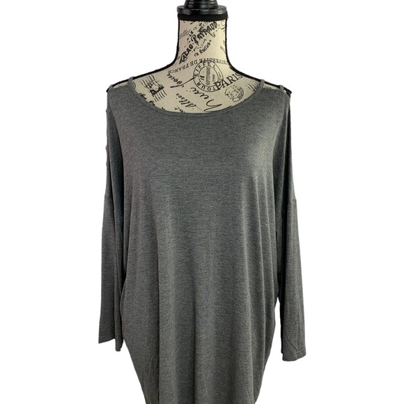 Simple Suzanne Betro Women's Cold Shoulder Blouse Stretch 3/4 Sleeves Large NEW - Picture 1 of 10